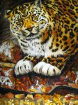 Картина из янтаря Дальневосточный леопард