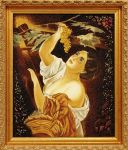 Янтарная картина «Девушка с виноградом»