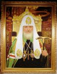 Картина из янтаря портрет Патриарха Кирилла