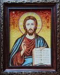 Православная икона из янтаря Спас вседержитель