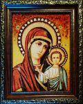 Православная икона из янтаря Божией Матери Казанская
