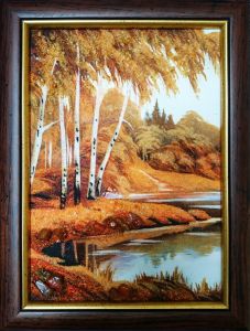 Картина из янтаря Осень рядом