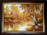 Картина из янтаря Березки на берегу реки