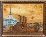 Янтарная картина Крейсер Аврора в Санкт-Петербурге