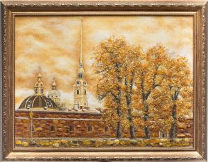 Янтарная картина Петропавловская Крепость