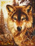 Картина янтарная "Волк"