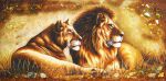 Картина из янтаря "Львы" 
