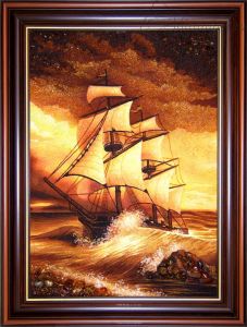 Янтарная картина "Корабль"
