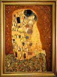 Янтарная картина "Поцелуй" Климта (репродукция в янтаре)