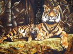 Картина из янтаря Тигрица с тигренком