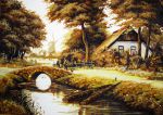 Картина из янтаря "Пейзаж с домиком"