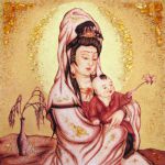Картина из янтаря "Женщина с ребенком"