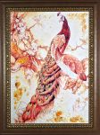 Янтарная картина "Павлины в цветах"