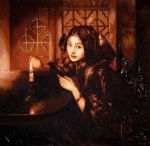 Картина из янтаря "Девушка при свече"