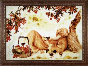 Картина из янтаря "Старик под деревом"
