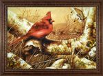 Янтарная картина "Красный кардинал"