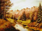 Картина из янтаря "Лесная река"