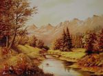Картина из янтаря "Лесная река"