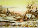 Янтарная картина "Зимнее утро"