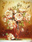 Картина из янтаря "Букет роз"
