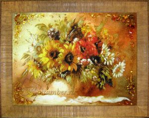 Картина из янтаря "Букет полевых цветов"