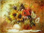 Картина из янтаря "Букет полевых цветов"