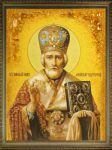 Картина из янтаря Икона Николая чудотворца