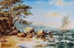 Янтарная картина Парусник у берега