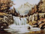 Янтарная картина Горный водопад