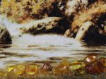 Янтарная картина Горный водопад