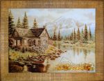 Янтарная картина Дом у горного озера