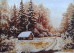 Картина из янтаря Зимний сюжет