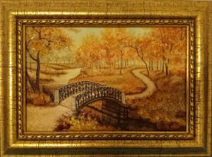 Картина из янтаря Осенний парк