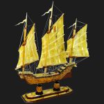 Сувенирный корабль из янтаря "Китайская джонка"