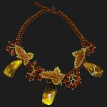 Ожерелье из янтаря и бисера "Смородина"