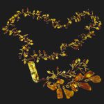 Ожерелье из янтаря и бисера "Сотуар" коньяк