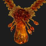 Ожерелье из янтаря "Фрукт" коньяк