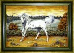 Картина из янтаря "Белая лошадь в поле"