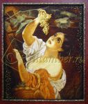 Янтарная картина «Девушка с виноградом»