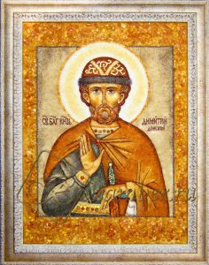Картина из янтаря «Икона Святой Благоверный Великий Князь Дмитрий Донской»