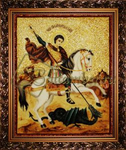 Янтарная картина «Икона Георгий Победоносец»