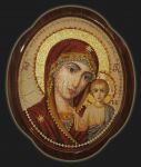 Панно мозаика из янтаря «Икона Казанская Божья Матерь»