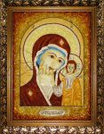 Картина из янтаря "Икона Казанская Божья Матерь"