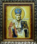 Картина из янтаря "Икона Николай Угодник"