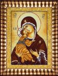 Картина из янтаря "Икона Владимирская Божья Матерь"