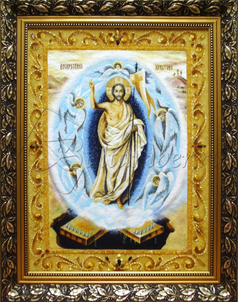 Картина из янтаря Икона Воскресение Христово