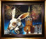 Картина из янтаря "Кремлевский кролик в стране чудес"