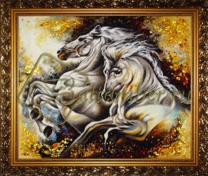 Янтарная картина «Лошади»