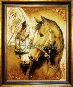 Янтарная картина «Лошадки»