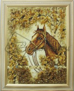 Картина из янтаря в подарок «Конь»